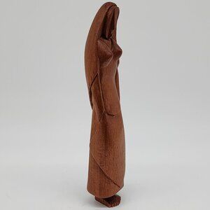 Hand Carved Nun Woman Figure Figurine Standing Arms at Sides VTG 9.5"